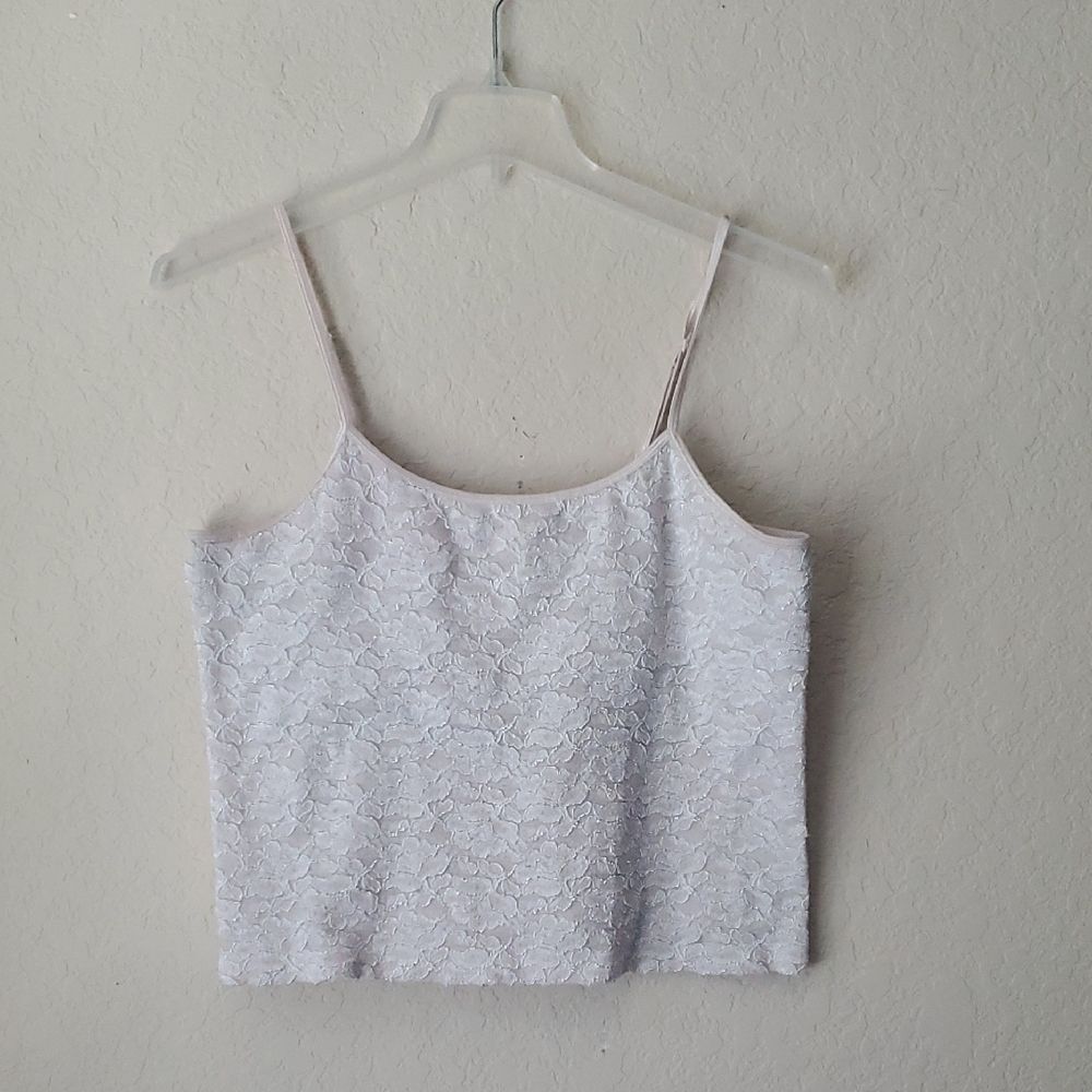 VTG Chico’s Size 3 White Floral Lace Cami Top - Elegant Spaghetti Strap Layering